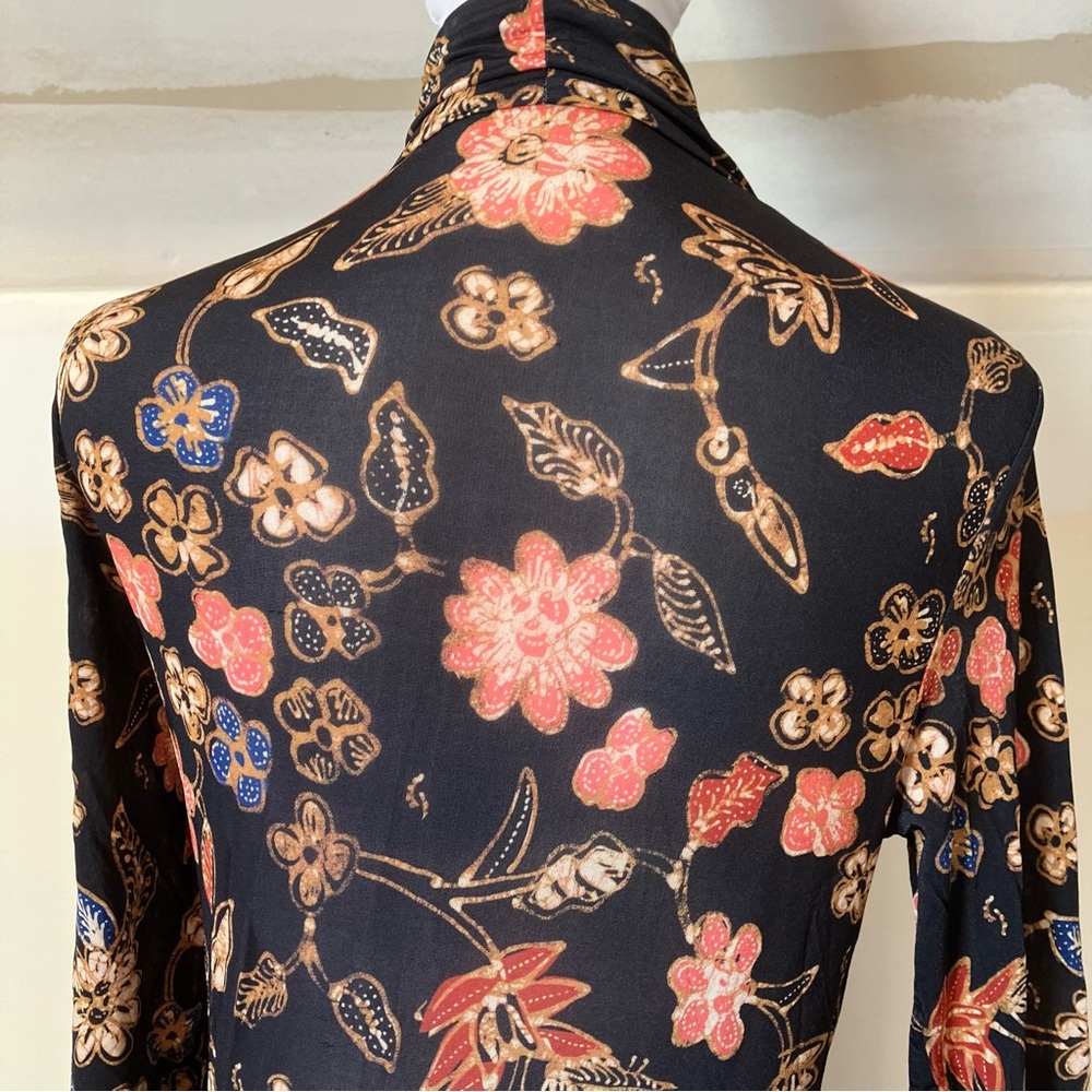 Ulla Johnson Sheer Black Floral Aurelia Turtleneck Odessa Bodycon Blouse size XS - Picture 5 of 7